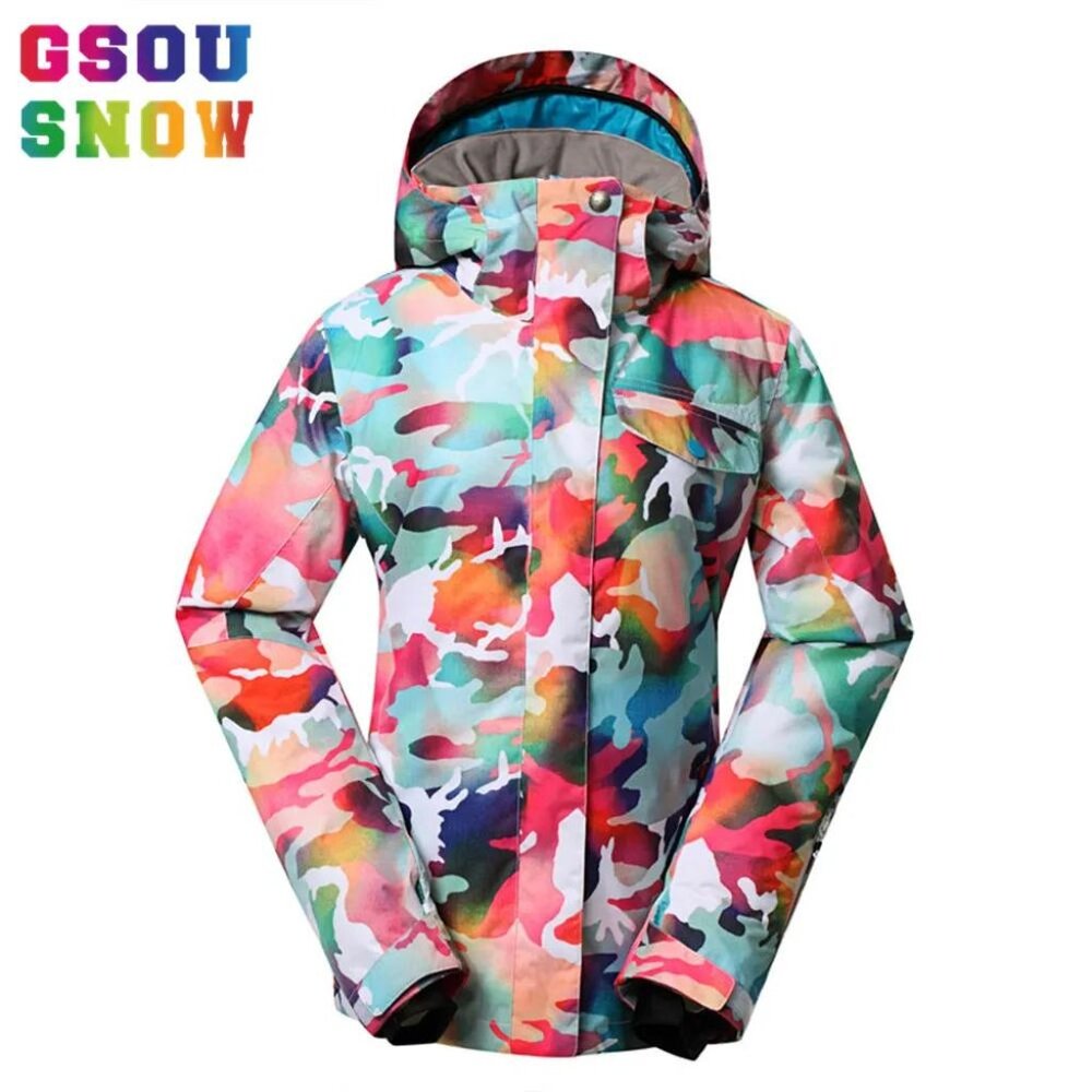 NWoT Gsou Snow Vibrant Camouflage Ski Snowboard Hooded Insulated Jacket